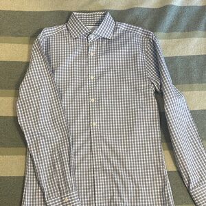 Charles Tyrwhitt Navy and White Checkered Dress Shirt
